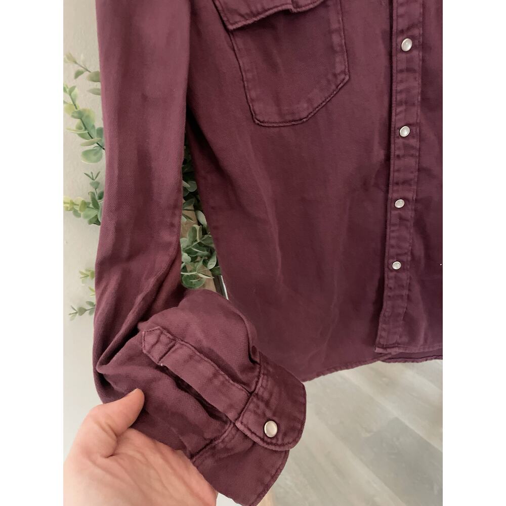 ba&sh Burgundy Button Down Shirt 100% Cotton - Picture 4 of 9